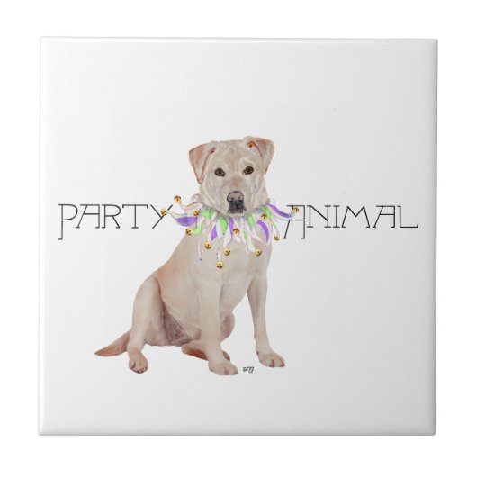 Yellow Labrador Retriever Party Fliese (Vorderseite)