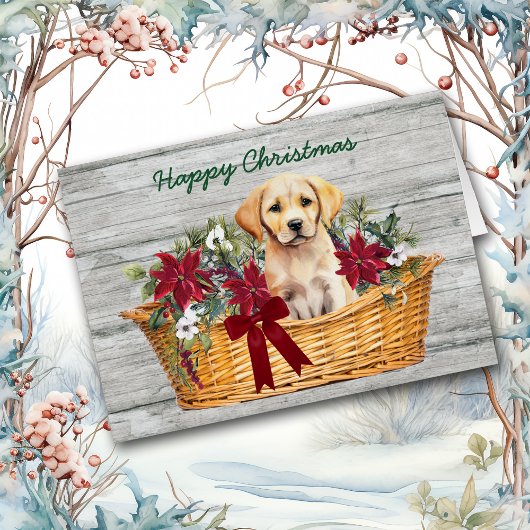 Yellow Labrador Retriever Puppy Basket Holiday