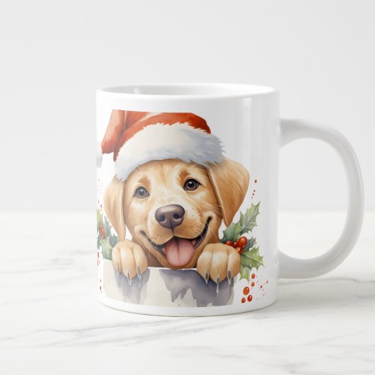 Yellow Labrador Retriever Puppy Doppy Christmas Jumbo-Tasse (Rechts)
