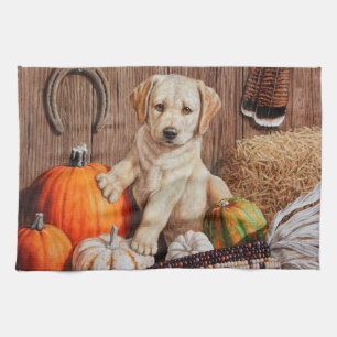 Yellow Labrador Retriever Puppy Doppy Pumpkin Herb Handtuch