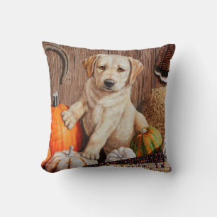 Yellow Labrador Retriever Puppy Doppy Pumpkin Herb Kissen