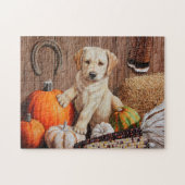 Yellow Labrador Retriever Puppy Doppy Pumpkin Herb Puzzle (Horizontal)