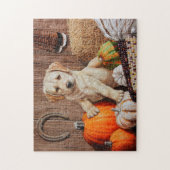 Yellow Labrador Retriever Puppy Doppy Pumpkin Herb Puzzle (Vertikal)