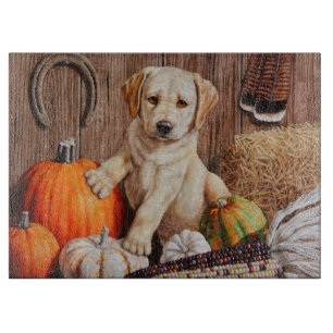 Yellow Labrador Retriever Puppy Doppy Pumpkin Herb Schneidebrett