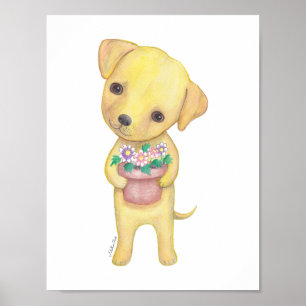Yellow Labrador Retriever Puppy Poster Puppy Print