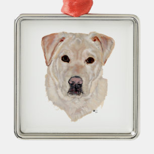 Yellow Labrador Retriever Silbernes Ornament