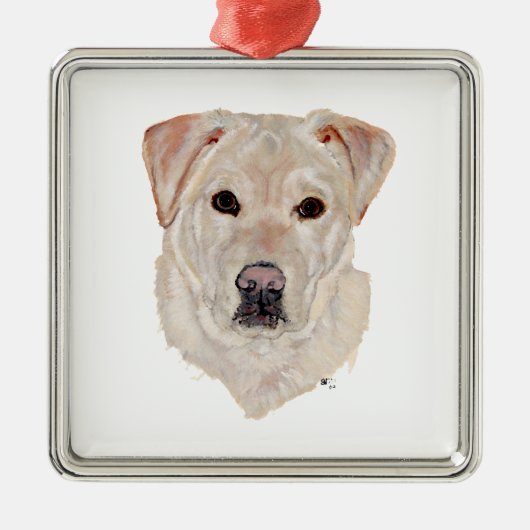 Yellow Labrador Retriever Silbernes Ornament (Vorne)