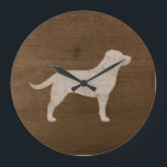 Yellow Labrador Retriever Silhouette Große Wanduhr<br><div class="desc">Yellow Lab Wall Clock. Wood design is printed,  not real wood.</div>
