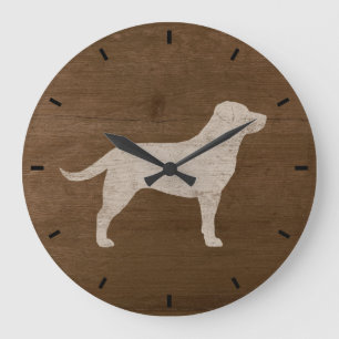 Yellow Labrador Retriever Silhouette Große Wanduhr