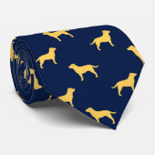 Yellow Labrador Retriever Silhouette Pattern Blau Krawatte (Gerollt)