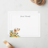 Yellow Labrador Retriever Sunflower Eukalyptus Mitteilungskarte (Vorderseite/Rückseite Beispiel)