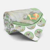 Yellow Labrador Retriever & Tennis Balls Malerei Krawatte (Gerollt)