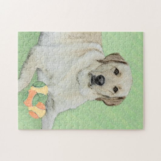 Yellow Labrador Retriever & Tennis Balls Malerei Puzzle (Horizontal)