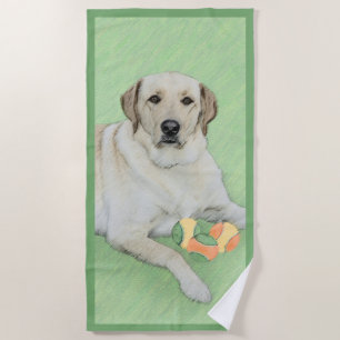 Yellow Labrador Retriever & Tennis Balls Malerei Strandtuch