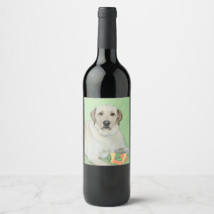 Yellow Labrador Retriever & Tennis Balls Malerei Weinetikett