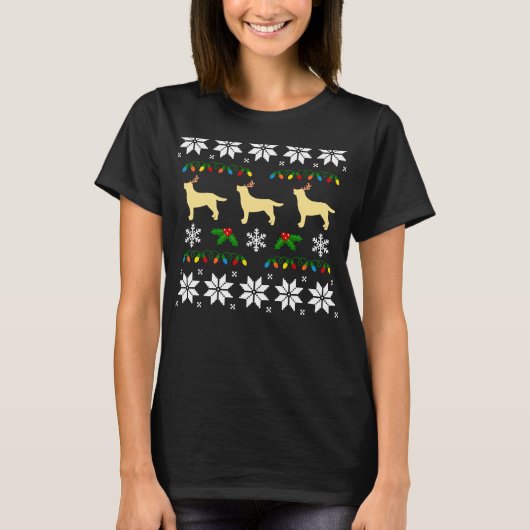 Yellow Labrador Retriever Trier Weihnachtsmuster T-Shirt (Vorderseite)