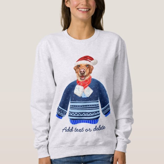 Yellow Labrador Retriever Ugly Christmas Dog Mama Sweatshirt (Vorderseite)