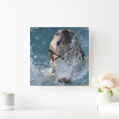 Yellow Labrador Retriever Water Dog Quadratische Wanduhr (Zuhause)