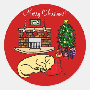 Yellow Labrador Retriever Weihnachtskleber Runder Aufkleber