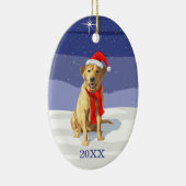 Yellow Labrador Retriever Weihnachtsmannmütze & Sc Keramik Ornament (Rechts)