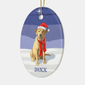 Yellow Labrador Retriever Weihnachtsmannmütze & Sc Keramik Ornament (Links)