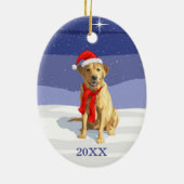 Yellow Labrador Retriever Weihnachtsmannmütze & Sc Keramik Ornament (Hinten)