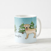 Yellow Labrador Retriever - Winter Forest & Name Kaffeetasse (VorderseiteRechts)
