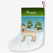 Yellow Labrador Retriever - Winter Forest & Name Kleiner Weihnachtsstrumpf (Rückseite)