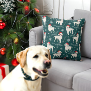 Yellow Labrador Retrievers im Schnee Weihnachten Kissen