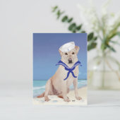 Yellow Labrador Sailor Postkarte (Stehend Vorderseite)