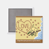 Yellow Labrador Sand Letters Cartoon Magnet (Vorderseite/Rückseite)