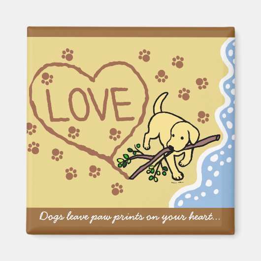 Yellow Labrador Sand Letters Cartoon Magnet (Vorne)