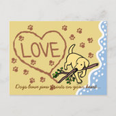 Yellow Labrador Sand Letters Cartoon Postkarte (Vorderseite)