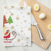 Yellow Labrador Silhouette Christmas Sleigh Geschirrtuch (Viertel Falte)