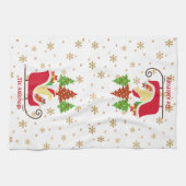 Yellow Labrador Silhouette Christmas Sleigh Geschirrtuch (Horizontal)