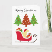 Yellow Labrador Silhouette Christmas Sleigh Karte (Vorderseite)