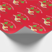 Yellow Labrador Silhouette Christmas Sleigh Red Geschenkpapier (Ecke)