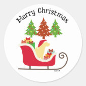 Yellow Labrador Silhouette Christmas Sleigh Runder Aufkleber (Vorderseite)