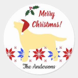 Yellow Labrador Silhouette Weihnachten Runder Aufkleber