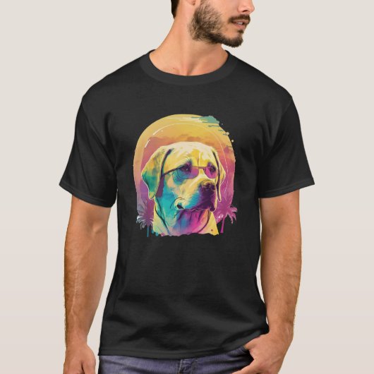 Yellow Labrador Synthwave 80er Style Ästhetik T-Shirt (Vorderseite)