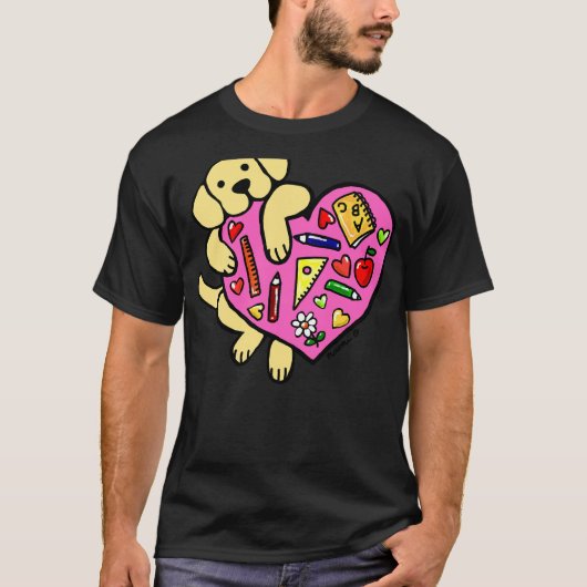 Yellow Labrador Teacher S Heart T-Shirt (Vorderseite)