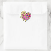 Yellow Labrador & Teacher's Heart Cartoon Runder Aufkleber (Tasche)