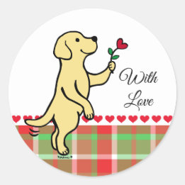 Yellow Labrador Tiny Heart Blume Valentine Runder Aufkleber