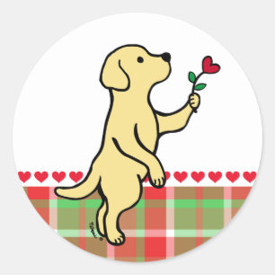 Yellow Labrador Tiny Heart Blume Valentine Runder Aufkleber