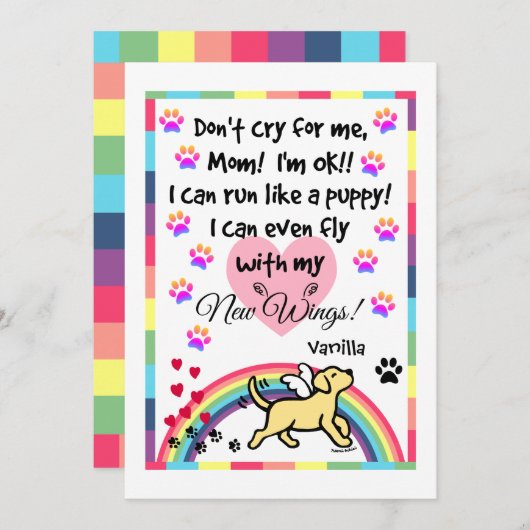 Yellow Labrador Trotting Memorial Card Programm (Vorne/Hinten)