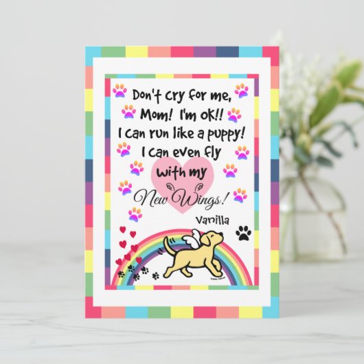 Yellow Labrador Trotting Memorial Card Programm (Stehend Vorderseite)