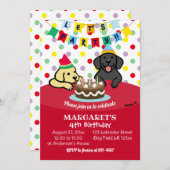 Yellow Labrador und Black Labrador Birthday Party Einladung (Vorne/Hinten)