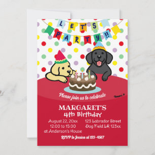 Yellow Labrador und Black Labrador Birthday Party Einladung