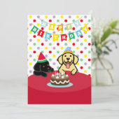 Yellow Labrador und Black Labrador Birthday Party Einladung (Stehend Vorderseite)