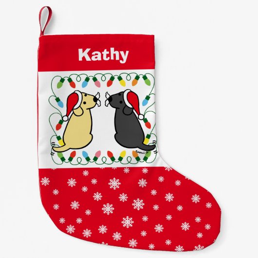 Yellow Labrador und Black Labrador Santas Kleiner Weihnachtsstrumpf (Vorderseite)